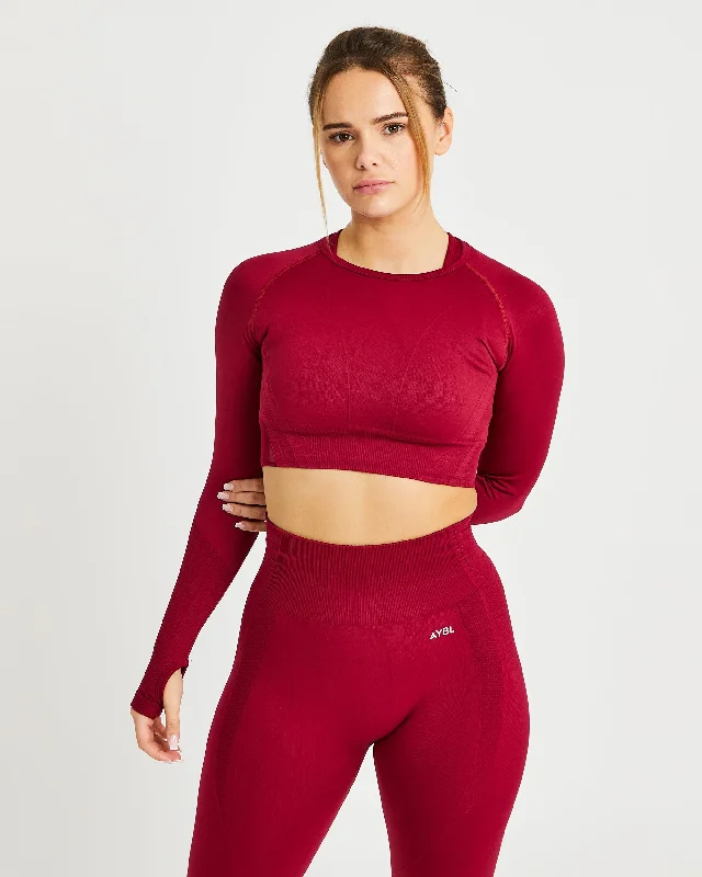 Balance V2 Seamless Long Sleeve Crop Top - Rumba Red