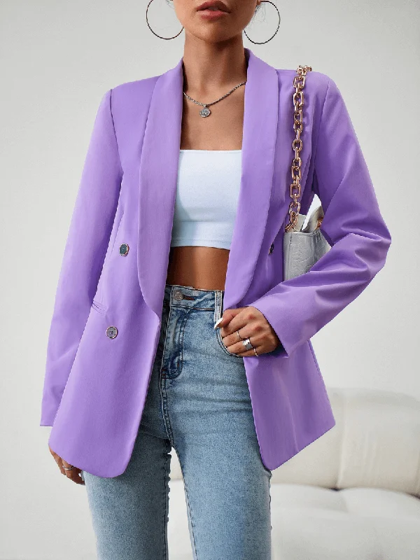 Uptown Girl Pocketed Blazer - Purple